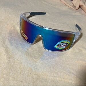 Blue Sporty Sunglasses with Mirrored Lens